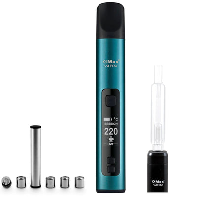 XMAX V3 Pro Vaporizer Bundle Includes Dosing Capsules & Bubbler