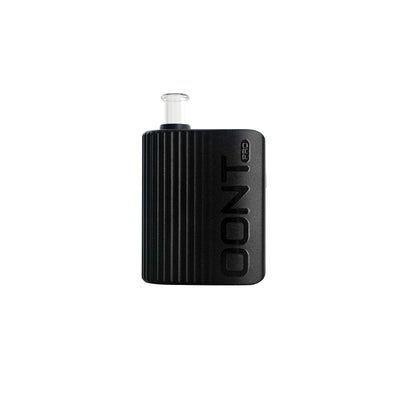 Black XMAX OONT Pro dry herb vaporizer with extended clear mouthpiece and ribbed front panel
